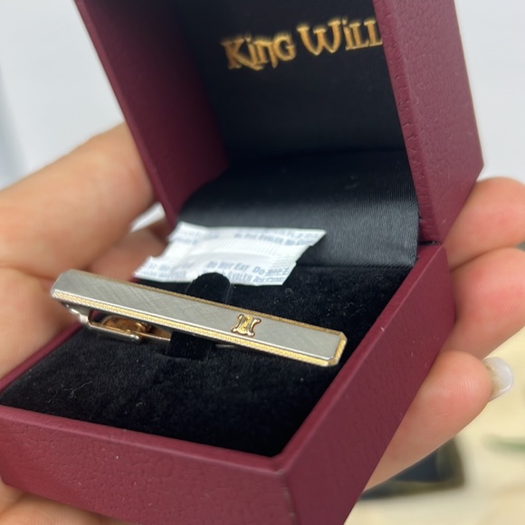 CELINE Sterling Silver 925 Tie Bar Tie Pin Logo clip Formal vintage authentic - Picture 14 of 14